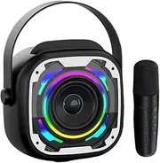 Portable Speaker with Microphone, Karaoke Machine, Karaoke Machines for Kids with Microphone - PA Systems, External Boombox, Music Amplifier with Handle and RGB Lights for Outdoor