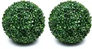 2 PCS 11" Artificial Boxwood Topiary Balls, Faux Plants Decorative Balls, Artificial Plant Topiary Balls for Backyard, Balcony, Garden, Wedding and Home Décor