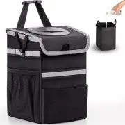 2 Gallon Car Trash Can with Lid Leakproof Collapsible Garbage Bin for SUV Trucks