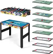 Giantex 12-in-1 Multi Game Table, 48 Inch Combination Game Tables with Foosball, Hockey, Ping Pong, Pool, Chess, Bowling, Checkers, Shuffleboard, Combo Game Table Set for Adults