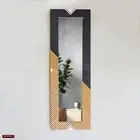 Art Deco Long Narrow Mirror Handmade Peru Geometric Wall Decor Black Gold 35.4"