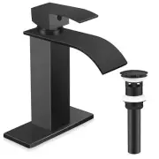 Matte Black Bathroom Faucet 3 Hole, Homikit 18/10 Stainless Steel Single Hand...