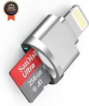 Certified Micro SD Card Reader for iPhone/iPad, Lightning to Micro SD/TF Card Ad
