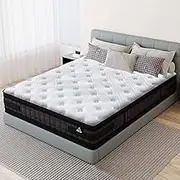STARRY EUCALYPT Cool Gel Memory Foam Mattress SyncCoil 7-Zone Pocket Spring 36cm Thickness, Medium Firm Euro Top Bed Mattress with Enhanced Edge Support and Airflow Design,Athena White, King Size