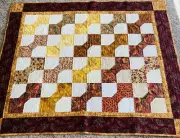 AUTUMN PATCHWORK HOMEMADE QUILT lap 46”X “55” FALL COLORS LEAVES