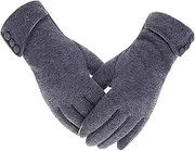 [Generic] 1 Pair of W Gloves Thermal Gloves Warm Mit Warm Screen Gloves Full-Finger Mit Windproof Cold Weather Hand Warmers for Driving Running Cycling Cold Weather Gloves Grey