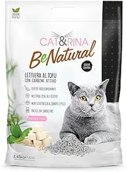 Cat&Rina BeNatural 5.5L Tofu Cat Litter Cat Litter Plant Clumping Cat Litter Up to 30 days of use. Disposes in organic or toilet. Cat Sand Anti Odour with Activated Charcoal