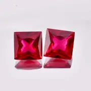 1 Pair 16x16 MM Natural Mozambique Blood Red Ruby Princess Loose Gem Certified