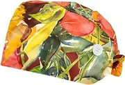 [WOSHJIUK] Working Hat 2 Pack Scrub Caps for Women,Autumn Sunflower Flower,Tie Back Cap Adjustable Scrub Hat