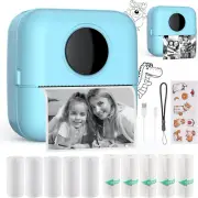 Mini Sticker Printer - Bluetooth Smart Pocket Inkless Thermal Printer w/10 Rolls