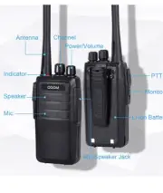Odom RT21 Black Two Way Long Range Wireless Analog Walkie Talkies Radios