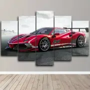Ferrari 488 Racing Face off Modern Car 5 Piece Canvas Wall Art Print Home Decor