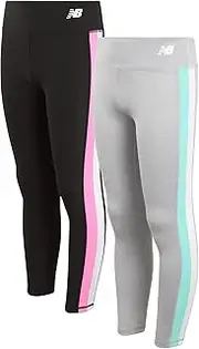 [New Balance] Girls' Active Leggings - 2 Pack Full Length Performance Yoga Pants (7-16)