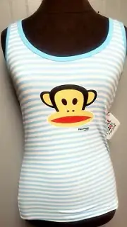 Paul Frank Blue Striped Tank Top Womens Cute Monkey Med NWT New Free Shipping