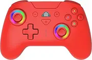 Subsonic – Wireless Controller für Switch und Switch Oled – Bluetooth drahtloser Controller mit LED, Vibration und 6-Achsen-Gyro - Rot