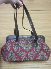The SAK Original Devin Red Tapestry Bohemian Satchel Purse Magnetic Closure NEW