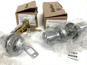 Kwikset Locking Entry Doorknob & Deadbolt KEYED ALIKE Satin Chrome ABBEY STYLE