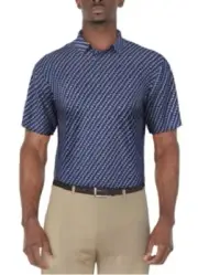 Ben Hogan NEW♈Men's Printed Knit SS Performance Polo size S~Navy/red Bird
