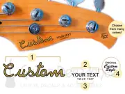 Custom Spaghetti Font BASS Guitar Headstock Waterslide Decals