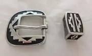 Jeremiah Watt Heel Bar Buckle & Keeper Loop Southwest Horse Tack Belt Stainless