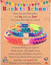 [IKIATY] First Day of School Kindergarten Preschool Gifts for Girls, Mother Daughter Matching Bracelets Set, Back to School Gifts for Daughter from Mom