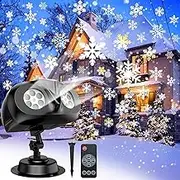 Christmas Projector Lights, Outdoor Highlight Landscape Dynamic LED Snowflake Projection Lamp, Waterproof Snowflake Snow Projector, with Remote Control & Timer, for Xmas Halloween Holiday