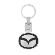 Keyring for Mazda (Black) Car Logo Metal Styling Key Chain "Double Sided" T4