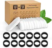 Cat Water Fountain Filter,Pet Fountain Filter Replacement for 3.2L/108oz Stainless Steel Pet Water Fountain,12 Pack Cat Fountain Filter Replacement with Pre-Filter Sponges