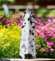24CM Rainbow Moonstone Crystal Aura Metaphysical Chakra Spirit Stone Tower Point