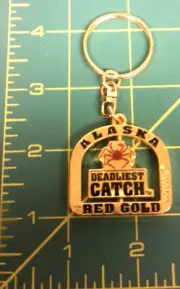 Alaska Deadliest Catch Red Gold Spinner Keychain New Unused - ships worldwide