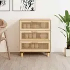 vidaXL Sideboard Brown 60x30x70 cm Solid Wood Pine and Natural Rattan HEE