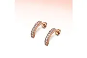 Rose Gold Semi Circle Curve Earrings Embellished With SWAROVSKI Crystals