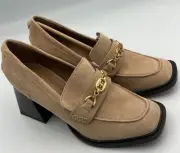 Sam Edelman QUINCY BLOCK HEEL LEATHER LOAFER LIGHT TAN Women’s Size 7M NEW W/BOX