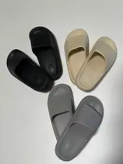 Slides for Men - Core Black/white khaki Makly shoes top quality Eva cloud walk