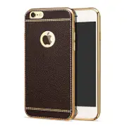 Bakeey?&bdquo;? Litchi Grain Plating TPU Silicone Ultra Thin Cover Case for iPhone 6Plus &amp; 6sPlus 5.5 Inch 24 BLACK