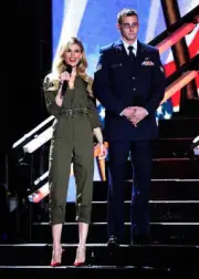 Model Marisa Miller Seth Ricketson of the Airforce speak onstage a- Old Photo 2