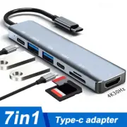 7in1 Type C Hub USB 3.1 4K HDMI USB-C Adapter SD/TF for Macbook Pro Air iPad Pro