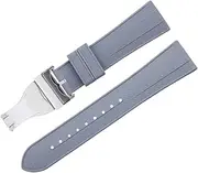 [Generic] Soft Fluororubber Watch Band For TUDOR Strap M79360.M79363 Stainless Fold Buckle Black Bay 1958 GMT 41mm Pelagos 22mm Flat End