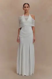 Gabrielle Slinky And Mesh Maxi Dress - White