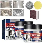 Warmthappy Magical Nano-Technology Stainless Steel Cleaning Paste-Surface Safe, No Residue, 3 in 1 Stainless Steel Clean Wax Cleaner for Oven Sink Grease, Stainless Steel Cleaner Metal Polish(2pcs)