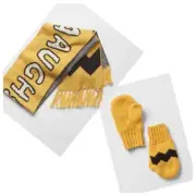 Baby GAP Peanuts Charlie Brown Scarf & Mittens Gloves Set Yellow Toddler S/M nwt