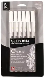 Sakura Gelly Roll Classic Pens 6/Pkg-White 2 Each Of Fine, Medium & Bold 57461