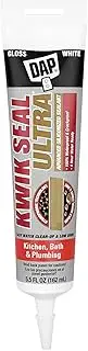 DAP KWIK Seal Ultra 162ml White – Premium, Siliconized Kitchen & Bath Sealant, Mould-Resistant & Easy to Use