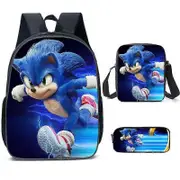 Sonic Sonic Children'S Printed Casual Backpack Elementary School Student School Bag Shoulder Bag Three-Piece Set 32 -HGDMV