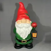 28" Santa Gnome Holding Lantern Light-Up Christmas Blow Mold New Vintage Style