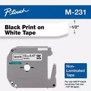 Brother Genuine P-Touch Machines M231 Tape 1/2 - Black on White, Packed 1