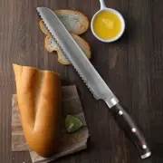 Bread Knife Kitchen Serrated Chef 67 Layers Damascus Steel Wood Handle 8 Inches
