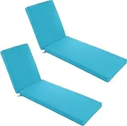 Summsun Chaise Lounge Cushions Outdoor Set of 2 - Waterproof and Fade Resistant Sun Lounger Replacement Cushions - Patio Lounger Pads with Removable Cover for Pool, Deck, Lawn, 72 x 21 x 3 Inch, Teal