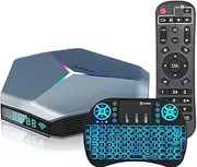 Android TV Box 11.0 4GB RAM 128GB ROM Set Top Box Smart TV Box Amlogic S905W4 Ultra HD 8K HDR WiFi 2.4G 5.8Ghz BT 5.2 USB 2.0 with Mini Wireless Backlit Keyboard,4gb+128gb