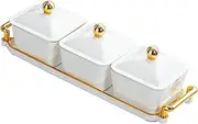 A,Bafnsiji Snack Serving Platter, Divided Serving Tray with Lid and Handle, Chip and Dip Serving Set, Serving Box Set, 3 Removable Bowls for Snack, Fruits, Sugar, Candies